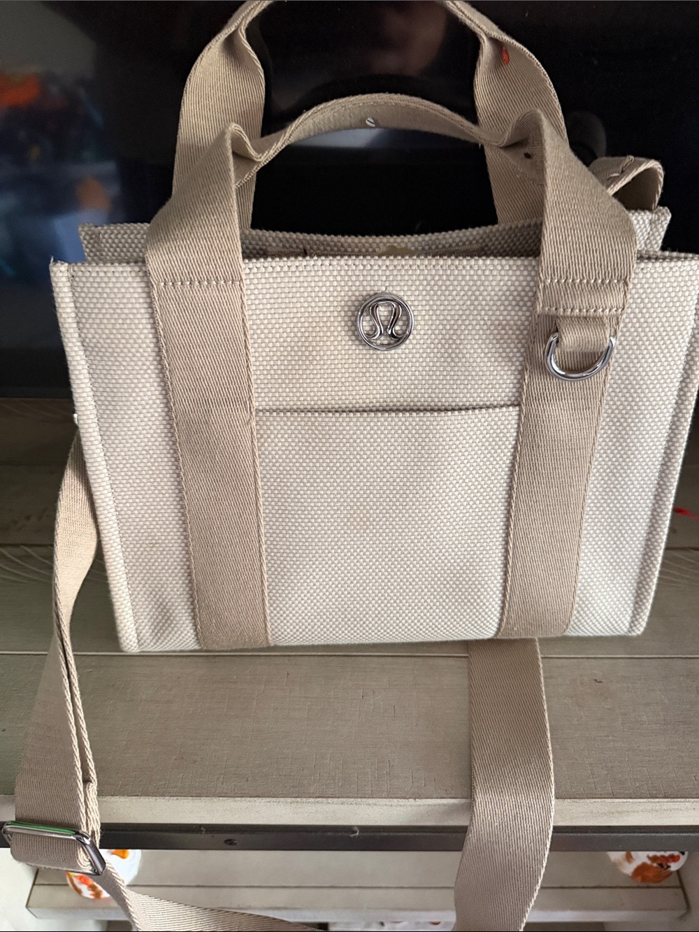 lululemon athletica Beige Canvas Small Messenger Tote